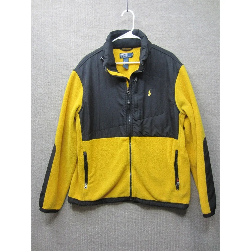 Polo Ralph Lauren Polartec Fleece Jacket Mens Yellow Black Colorblock Full Zip